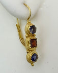 14k Thira Iolite and Garnet Earrings