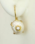 14k Eye Of Pearl Earrings