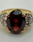 14k Granada Garnet and Diamond Ring