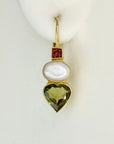 Fanny Kemble Peridot, Pearl and Garnet Earrings