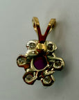 14k Garnet and Diamond Flower Pendant
