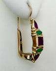 St Patrick 14k Gold, Ruby, Emerald and Garnet Earrings
