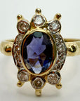 14k Eleanor of Aquitaine Iolite and Diamond Ring