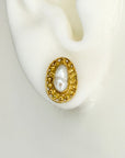 Etruscan Oval Pearl Earrings