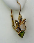 14k Peridot Moonstone and Diamond Butter Earrings (.50ct)