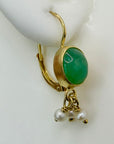 14k Tarantella Chrysoprase and Pearl Earrings