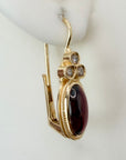 Red Brick 14k Gold, Garnet and Diamond Earrings