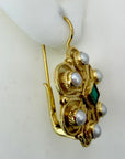 Elizabeth Gaskell 14k Gold, Emerald and Pearl Earrings