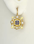 Duchess Of Gloucester Pearl and Iolite Earrings