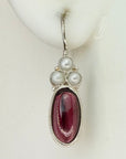Windsor Garnet and Pearl Silver Earrings