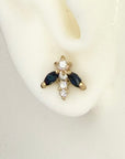Flutter 14k Gold, Diamond and Sapphire Earrings