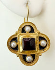 Orleans 14k Gold, Onyx and Pearl Earrings