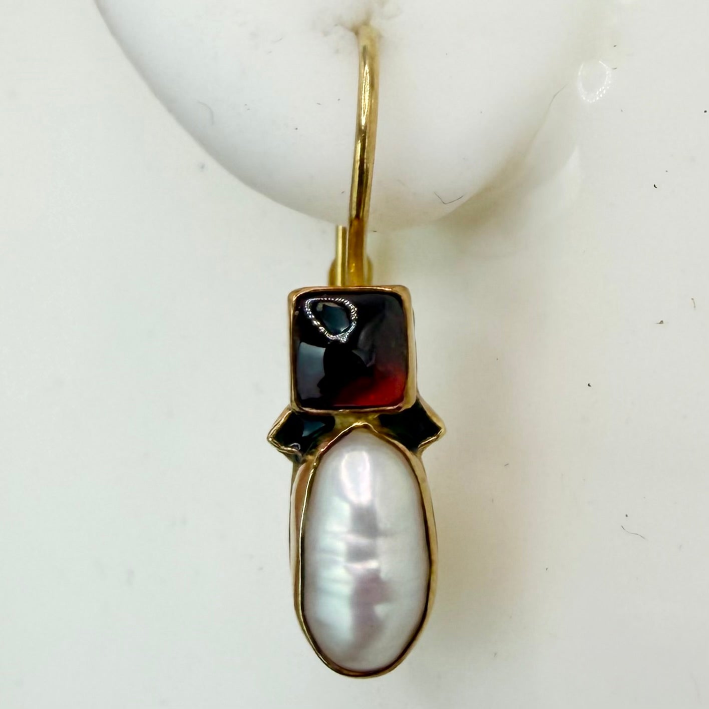 14kチュイルリーガーネット＆パールピアス : Museum of Jewelry