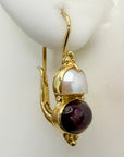 Adelaide Armsworthy 14k Garnet and Pearl Earrings