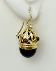 Empress Elisabeth Onyx, Garnet and Pearl Earrings