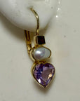 Fanny Kemble Amethyst, Freshwater Pearl and Rhodolite Garnet Earrings