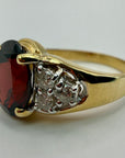 14k Granada Garnet and Diamond Ring