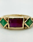 Pollaiuolo 14k Gold, Ruby, Emerald and Diamond Ring