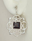 Rosette Garnet Silver Earrings