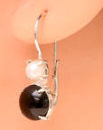 La Bohème Onyx and Pearl Silver Earrings