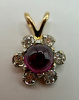 14k Garnet and Diamond Flower Pendant