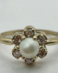 Flower 14k Gold, Pearl and Diamond Ring