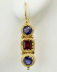 14k Thira Iolite and Garnet Earrings