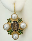 Bel Canto 14k Gold, Smoky Topaz and Pearl Earrings
