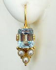 14k Annabel Lee Blue Topaz and Pearl Earrings