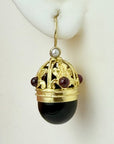 Empress Elisabeth Onyx, Garnet and Pearl Earrings