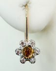 14k Citrine and Diamond Flower Earrings (.10ct)