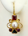14k Madrigal Garnet and Cultured Pearl Earrings