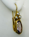 Balmoral Castle 14k Gold, Amethyst and Pearl Earrings
