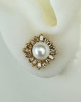 14k Flores Sea Perl/Diamond Earrings (.36ct)