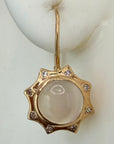 Sun and Moon 14k Gold, Moonstone and Diamond Earrings