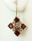 Admiralty Arch 14k Gold, Garnet and Diamond Earrings