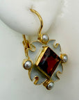 14k Renaissance Garnet and Pearl Earrings