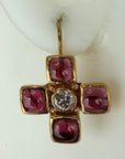 Canterbury 14k Gold, Garnet and Diamond Cross Earrings