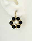 Onyx and Pearl Blossom Earrings