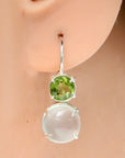 La Bohème Moonstone and Peridot Silver Earrings