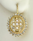 East India 14k Gold, Diamond and Pearl Earrings