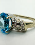 14k Queen of Sheba Blue Topaz and Diamond Ring