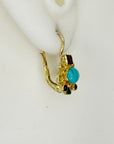 Madrigal Turquoise and Cultured Garnet Earrings