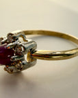 Flower 14k Gold, Ruby and Diamond Ring