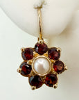 Vinca 14k Gold, Pearl and Garnet Earrings