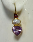 Fanny Kemble Amethyst, Freshwater Pearl and Rhodolite Garnet Earrings