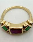 Pollaiuolo 14k Gold, Ruby, Emerald and Diamond Ring