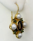 Bel Canto 14k Gold, Smoky Topaz and Pearl Earrings