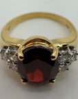 14k Granada Garnet and Diamond Ring
