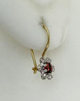 14k Garnet and Diamond Flower Earrings